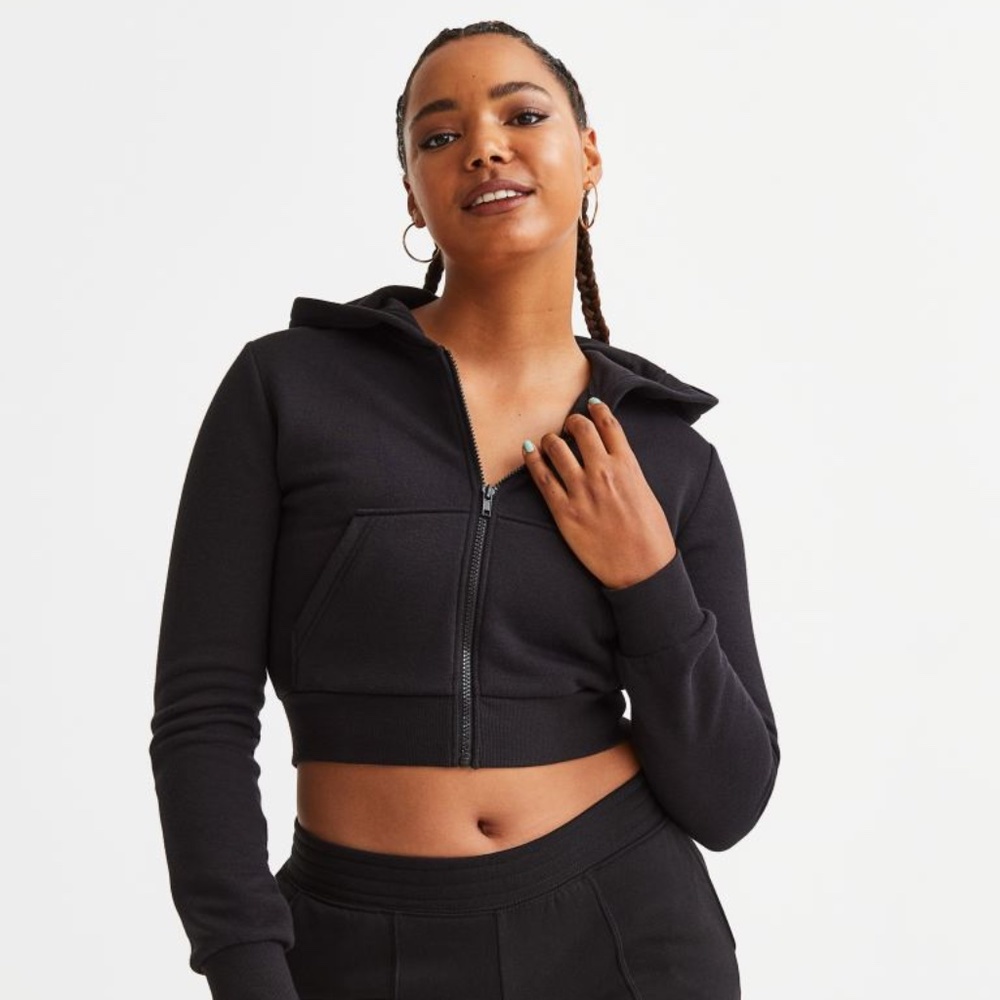 Black H&M Cropped Hoodie